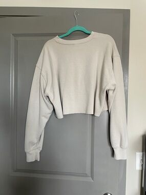 SKIMS Neutral Beige Cropped Pullover Sweatshirt